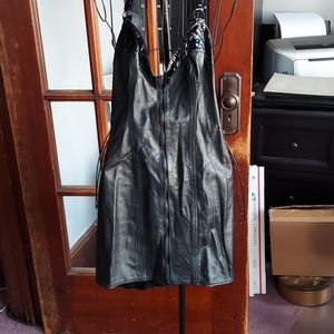 Leather mini halter dress